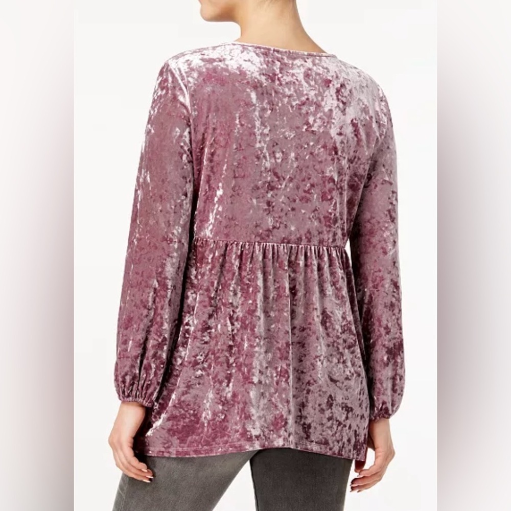 Style & Co. Velvet Floral Blouse - Mauve Women - Picture 3 of 15